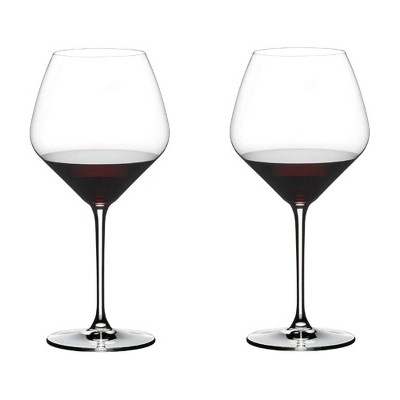 Riedel 27.16 Ounce Extreme Pinot Noir Clear Crystal Red Wine Glass Set for Light Bodied Red Wines with Tulip Shaped Bowl , (2 Pack)