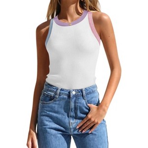 Clearlove Womens Solid T Shirts - Trendy Tshirt Halter Neck Tank Top Sleeveness Clothes Sport Casual Vest Vacation Blouse. - 1 of 4