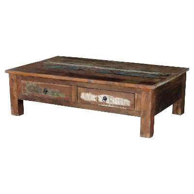 Reclaimed Wood Coffee Table and Double Drawers -Natural - Timbergirl