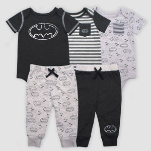 Baby Boys' Warner Bros. DC Comics Batman 5pc Bodysuit and Leggings Set - Gray - 1 of 1
