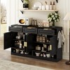 Ridstar 59.1 in. W Multifunctional Storage Sideboard with 3 Drawers, 4 Doors, Adjustable Shelves & Open Storage-Black - 3 of 4
