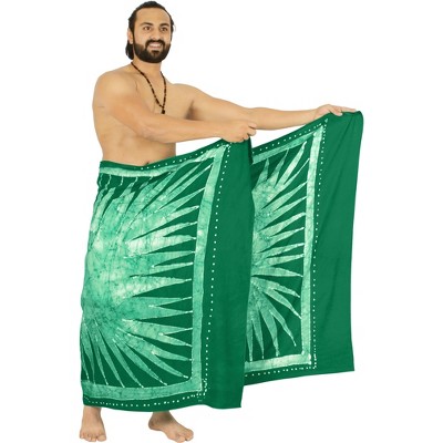 LA LEELA Men's Pareo Sarong Hawaiian Bath Wraps One Size Shamrock Leaves