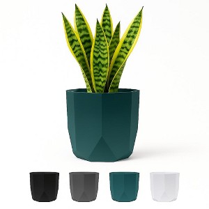 Bloem Tuxton Geometric Resin Planter Pot with Optional Knock-Out Drainage - 1 of 4