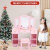 Kids Vanity Set, Pretend Play Girls Vanity Table and Chair Set with Mirror, Stool, and Wood Makeup Playset, Pink - 4 of 4