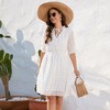 Clearlove Women's Summer Casual Short-Sleeved V-Neck Dress Polka Dot Mid-Length Dress - 3 of 4