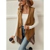Women's Fringe Vest - Sleeveless Long Lapel Open Front Cardigan for Boho & Casual Outfits - 3 of 4