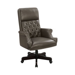 Mcnatt Traditional Leather Nailhead Trim Office Chair Gray/Black - ioHOMES