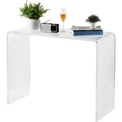 Acrylic Narrow Console Table for Entryway, 38 * 15 * 29in Acrylic Desk, Square Legs, Skinny Entry Table for Sofa, Foyer, Hallway, Living Room, Clear
