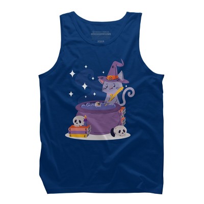 Men's Design By Humans Halloween Kitty Cauldron By machmigo Tank Top