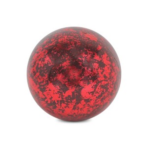 HomeRoots 6" Red Paper Hand Painted Orb Tabletop Sculpture - 1 of 4