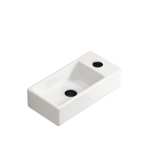 ChicFurnit Bathroom Sinks Rectangle Countertop Bathroom Sink Porcelain Ceramic Thin Edge Basin Vessel Sink for Bathrooms, White, 14.57"*7.09"*3.54" - 1 of 4