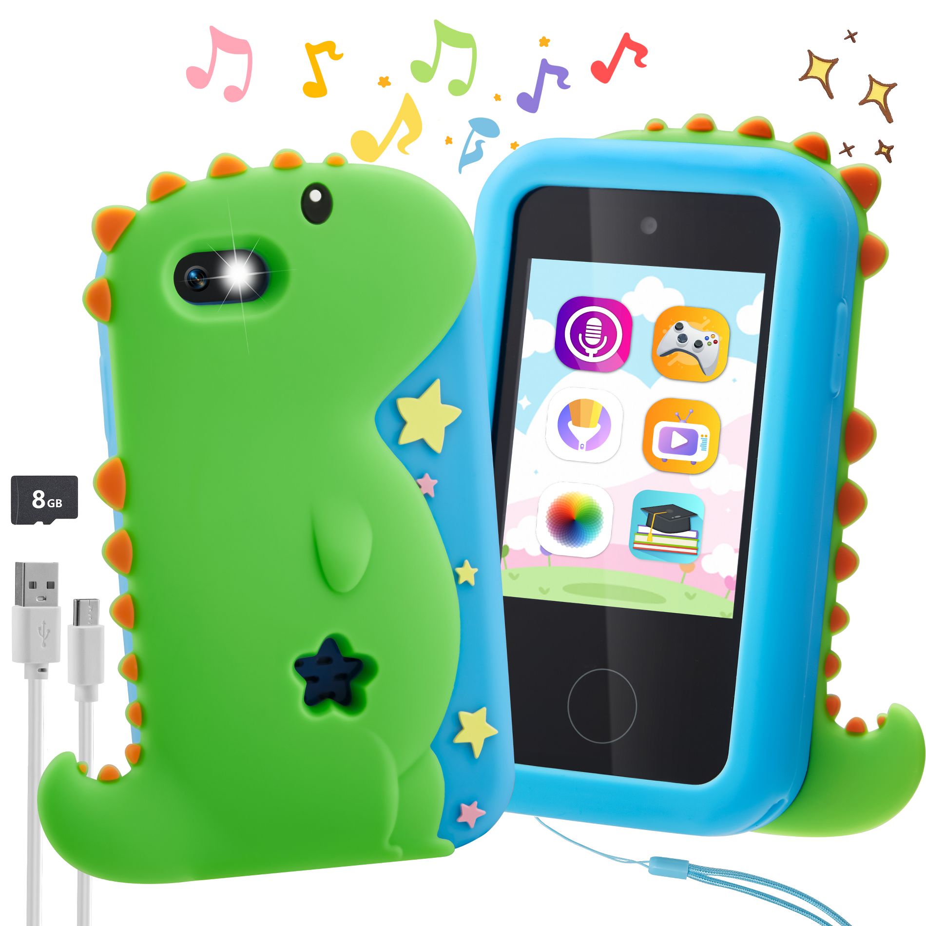 Dinosaur/Unicorn Smart Phone for Girls Boys Toys with Dual Camera Games Music Player Alarm Clock Christmas Birthday Gift for Kids Age 3 4 5 6 7 8 9 10