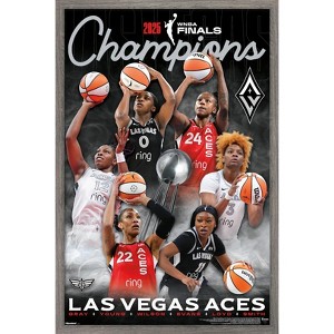 Trends International WNBA Las Vegas Aces - 2025 WNBA Finals Champions Framed Wall Poster Prints Barnwood Framed Version 22.375" x 34" - 1 of 4