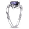 EVERLY JEWELRY | Sterling Silver Amethyst and Diamond Trillion Tension-set Ring - 2 of 4