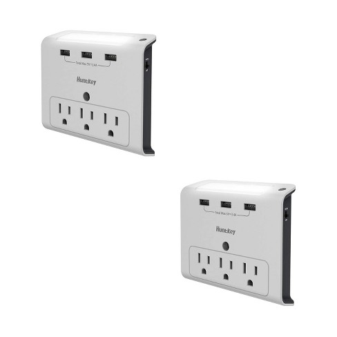 SMD407 Huntkey 2-Outlet Wall Mount Cradle with Dual 2.1 AMP USB Charging Ports SMD407-03 White / 2 pack