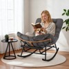 Oversized Outdoor Rocking Chair with Foldable Footrest and Cushion, Modern Patio Papasan Lounge Chair for Garden, Porch,Balcony - 2 of 4