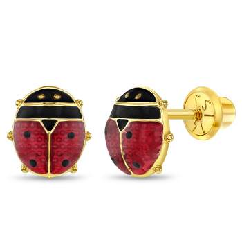 Girls' Garden Ladybug Screw Back 14k Gold Earrings - In Season Jewelry