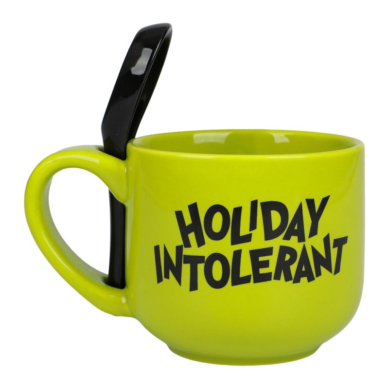 Grinch Big Eyes Holiday Intolerant Green 18oz Ceramic Soup Mug with Spoon, 5 of 6