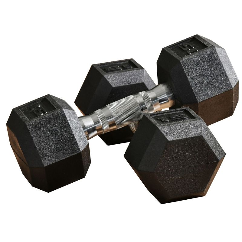 Soozier Hex Rubber Free Weight Dumbbells Set in Pair with Steel Handles 12lbs/Single Hand Weight for Strength Workout Training, 1 of 9