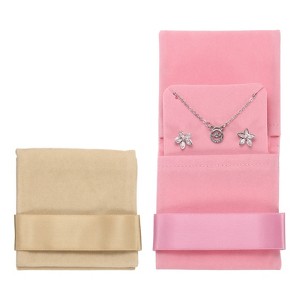 Unique Bargains Velvet Storage Ring Necklace Jewelry Pouches with Insert Pad 3.5" x 3.3" 2 Pcs - 1 of 4