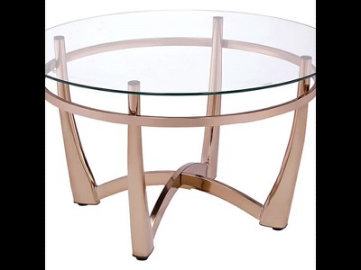 Round Gold and Clear Glass Coffee Table with Storage
