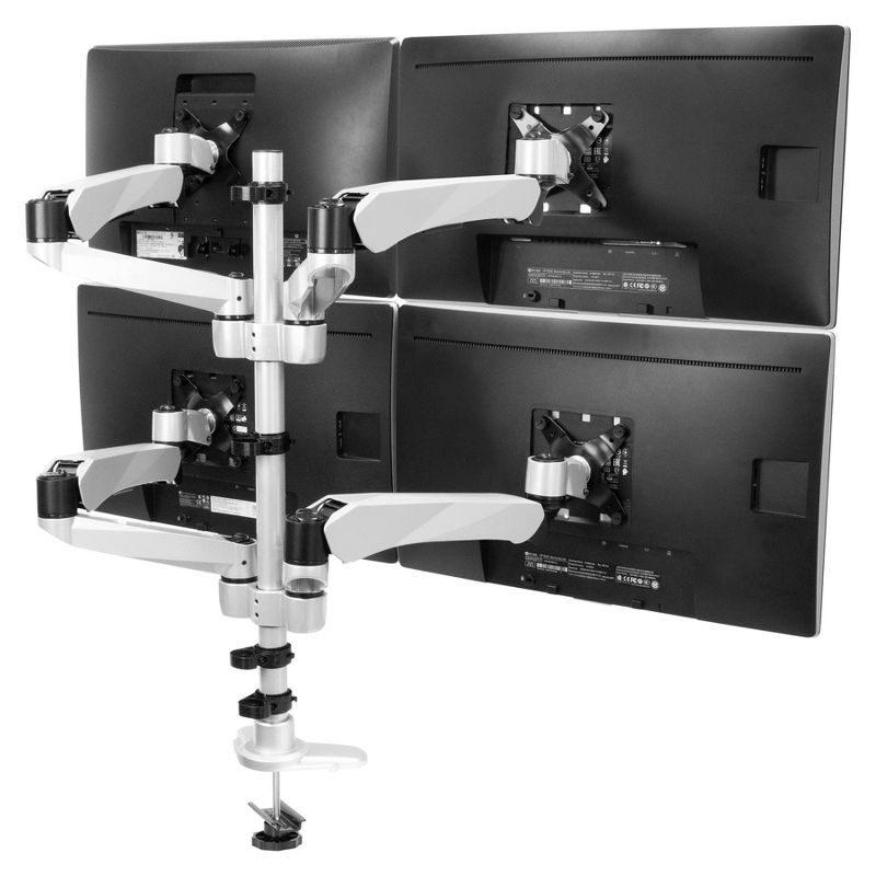 Mount-It! Quad Monitor Desk Mount for 4K, 3D, LCD or LED, 13 Inch - 24 Inch Screen Sizes, Gas Spring Arm Design, 80 Lbs. Capacity, Silver, 2 of 11