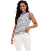 ATHLECHIC Women's Striped Color Block Side Slits Crew Neck Casual Sleeveless Shirts - 2 of 4