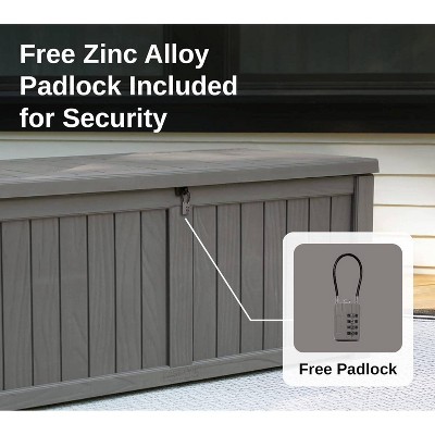 Gray 120 Gallon Lockable Weatherproof Resin Deck Box