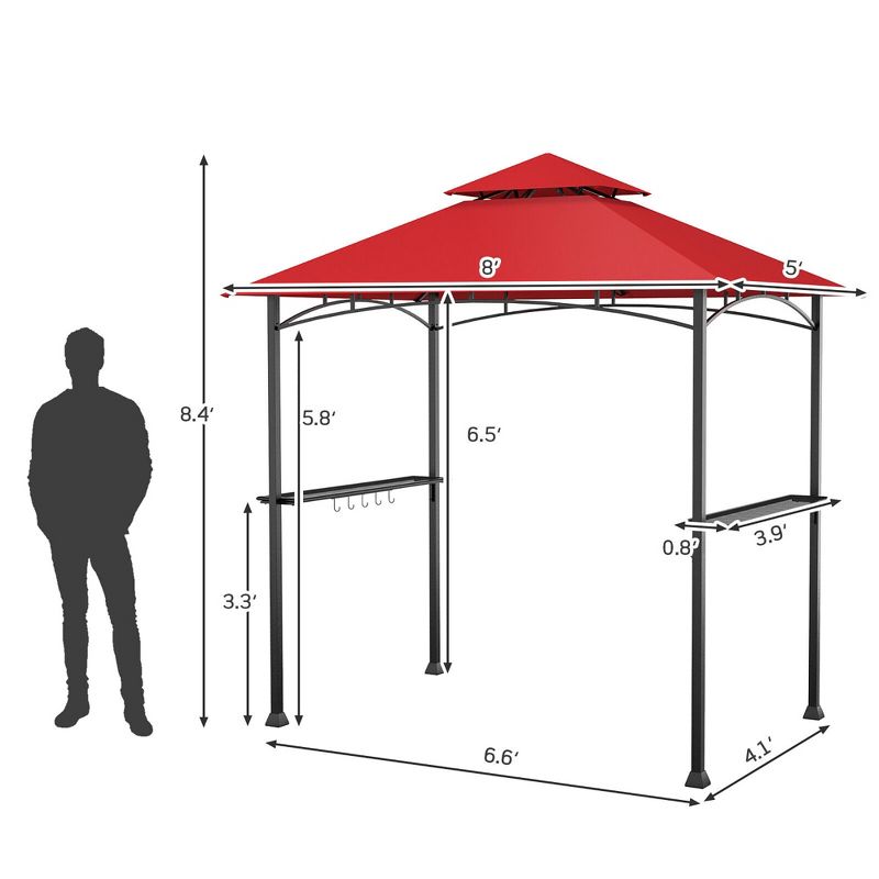 Tangkula 8' x 5' BBQ Grill Gazebo 2-Tier Barbecue Canopy Vented Top Shelves Shelter, 4 of 9