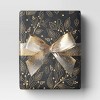 30” 25 sq ft Christmas Roll Wrap Gold Botanical on Black - Wondershop™ - 2 of 3