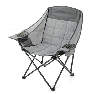 ARROWHEAD OUTDOOR Oversized Folding Camp Chair, Adjustable 2x Sized Cup Holder, Mesh Sides, Inner Pockets, Carry Bag, 300 lbs Capacity (Granite Grey) - 1 of 4