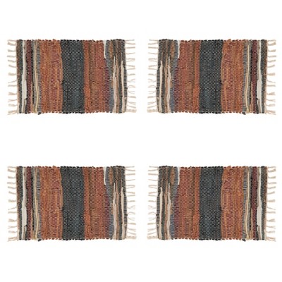 Rustic Multicolor Leather Chindi Placemats Set of 4