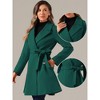 Allegra K Women's Elegant Notched Collar Single Belted Winter Long Coat - 2 of 4