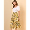 INSPIRE CHIC Women's Tiered A-line Flare Swing Elastic Waist Ruffle Floral Skirt - 3 of 4