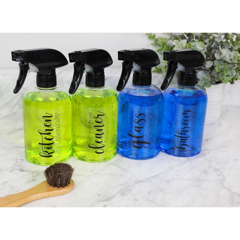 Cornucopia Brands 16oz Plastic Cleaning Spray Bottles, 4pc Set; Farmhouse Script Trigger Sprayers w/ 3 Settings, 3 of 7