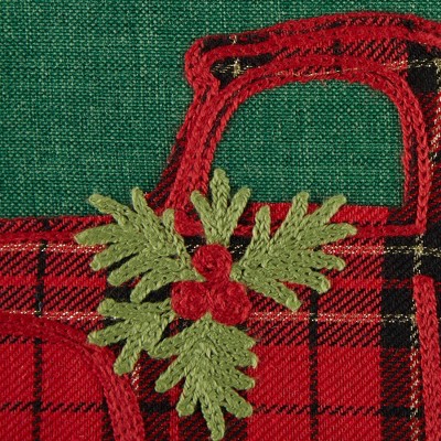 18" Red and Green Embroidered Polyester Euro Pillow Covers