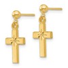 Black Bow Jewelry Small Satin and Diamond Cut Cross Dangle Post Earrings in 14k Gold - 2 of 4
