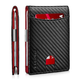 Generic Red Wallet for Men Slim 11 Credit Card Holder Slots Leather Money Clip RFID Blocking - 1 of 4