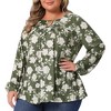 Agnes Orinda Women's Plus Size Keyhole Floral Pleated Long Sleeve Flowy Casual Tunic Blouse - 2 of 4