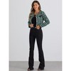 INSPIRE CHIC Women's Elegant Contrast Piping Round Neck Button Front Long Sleeve Tweed Blazer - 4 of 4