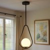 DORESshop 1-Light Gold Globe Pendant Light with Milk Glass Shade, Mid Century Modern Chandelier for Dining Room and Kitchen - 2 of 4