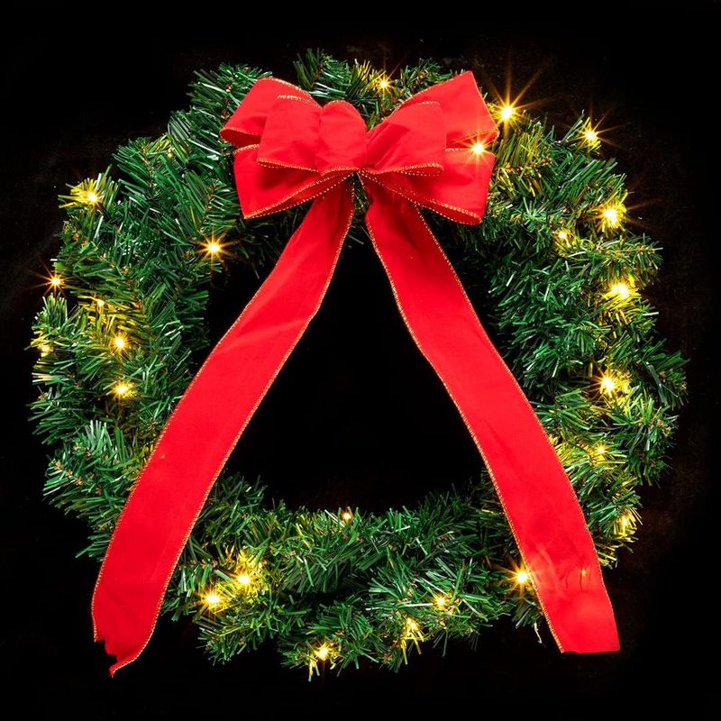 3pcs Christmas Wreath with LED Lights 19in, 2 of 9