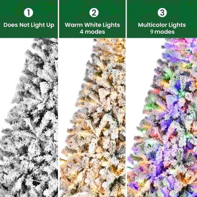 6ft Snow Flocked Pine Christmas Tree with Lights