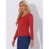 INSPIRE CHIC Women's Floral Embroidery Sheer Long Sleeves Lace Blouse - 3 of 4