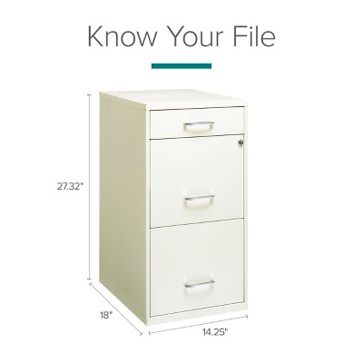 Pearl White Vertical Lockable 3-Drawer Metal File Cabinet