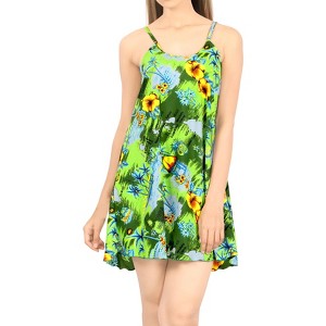 LA LEELA Women's Vacay Holiday Summer Beachwear Sleeveless Casual Spaghetti Strap Nightgown Slip Beach Dress - 1 of 4