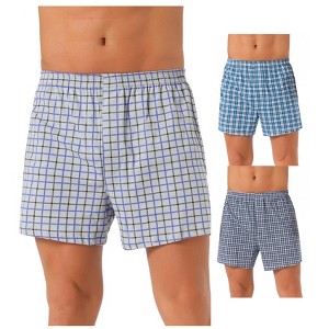INSPIRE CHIC Men's 3 Pack Classic Plaid Pattern Boxer Shorts - 1 of 4
