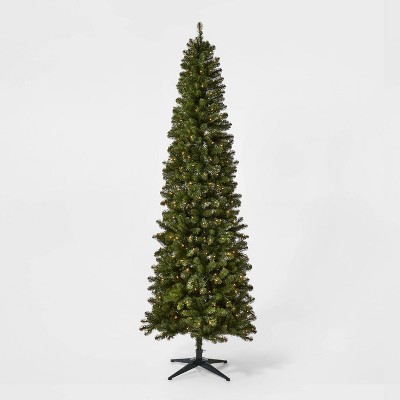 9ft Pre-lit Artificial Christmas Tree Slim Alberta Spruce Clear Lights - Wondershop™