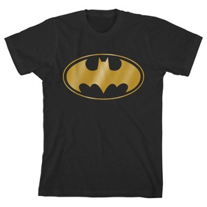 Batman Gold Bat Signal Black Graphic Tee Toddler Boy to Youth Boy - 1 of 3