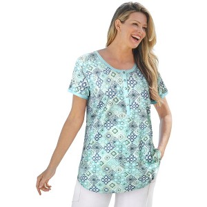Woman Within Women's Plus Size Knit Henley Tunic - 1 of 4